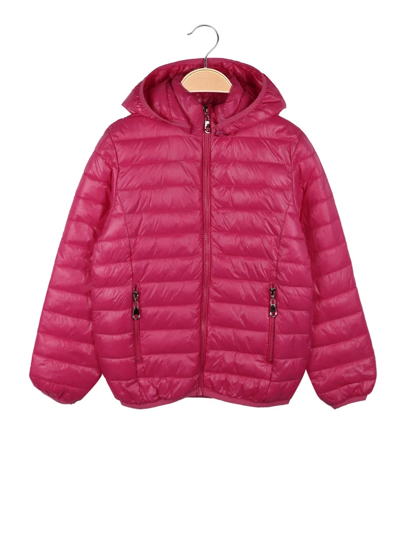 Giubbotto 100 grammi da bambina con cappuccio - fucsia