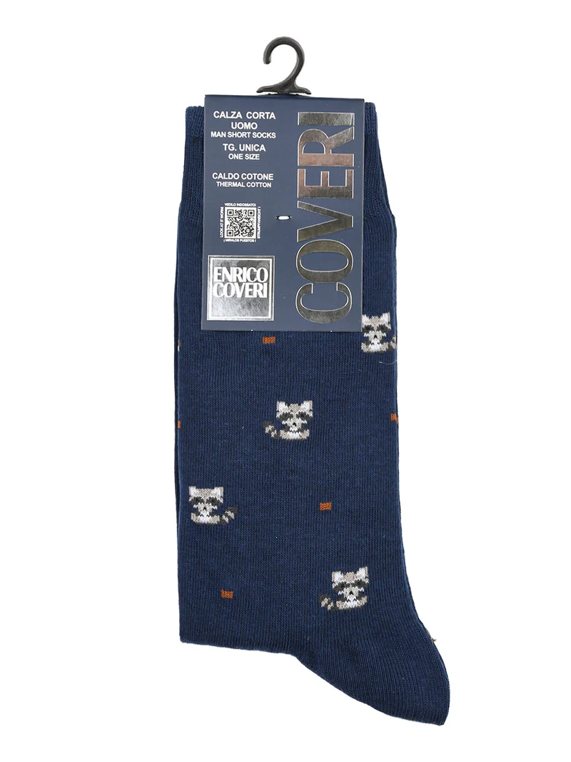 Calze corte da uomo in caldo cotone con stampe - blu