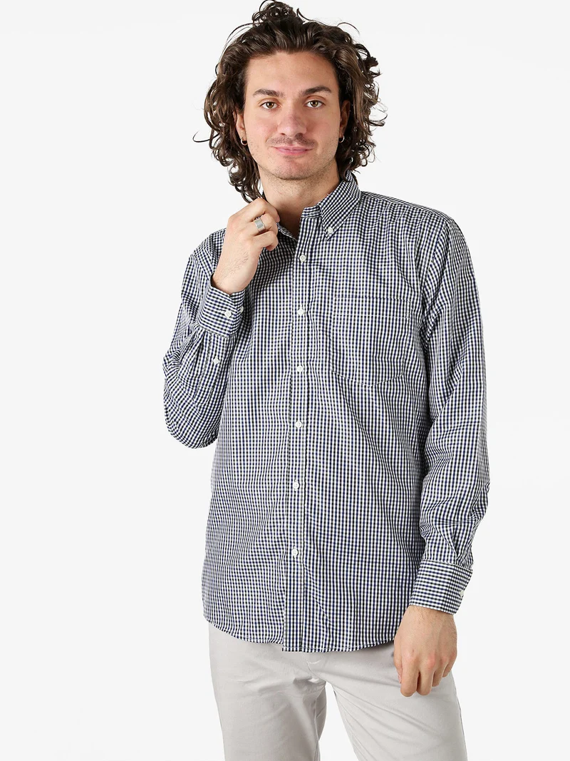 Camicia a quadretti da uomo con maniche lunghe - avion