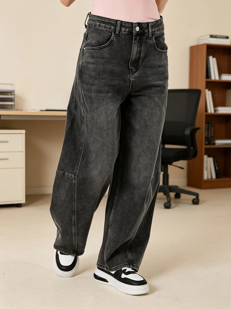 Jeans donna baggy - nero