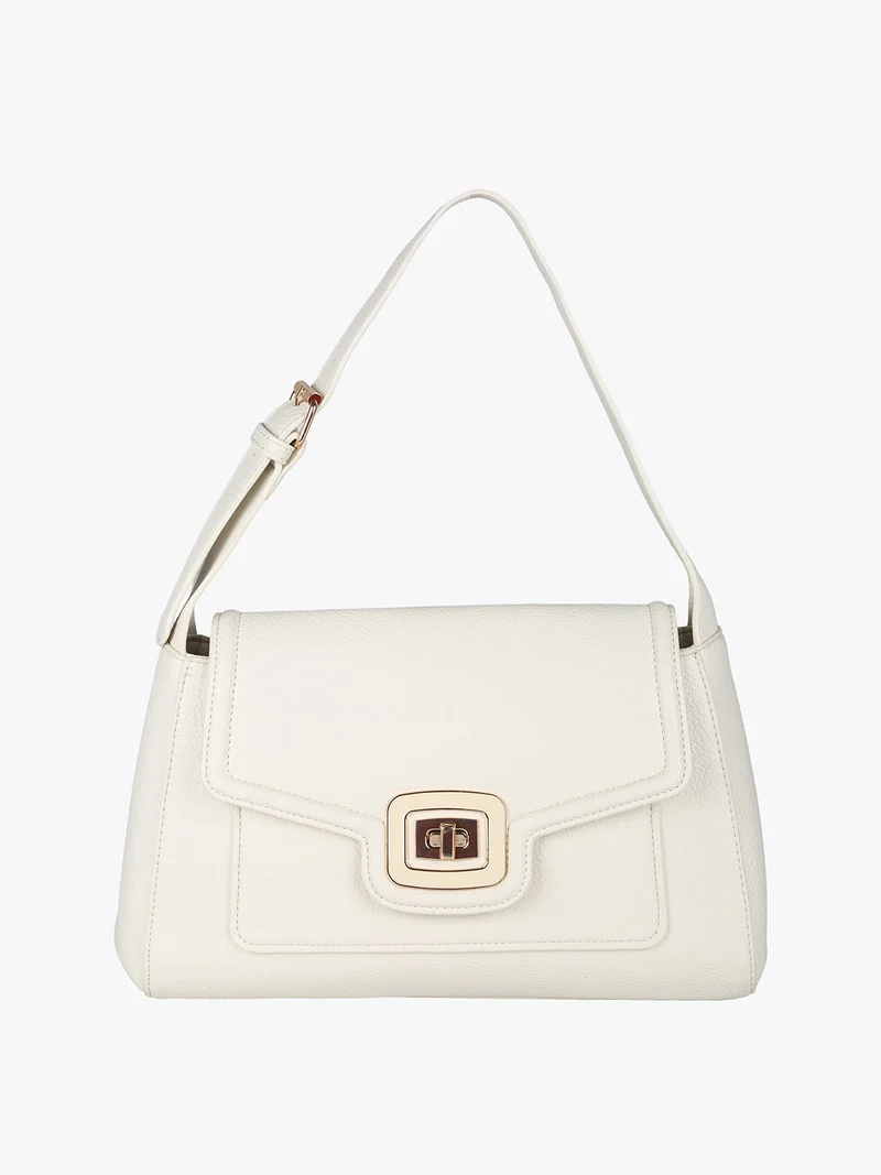 Borsa donna a spalla con chiusura a girello - beige