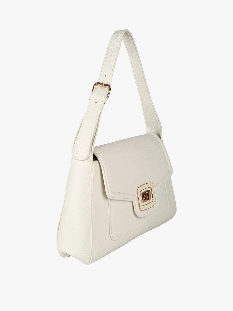 Borsa donna a spalla con chiusura a girello - beige