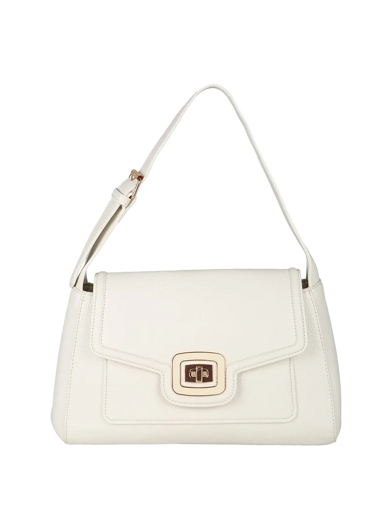 Borsa donna a spalla con chiusura a girello - beige