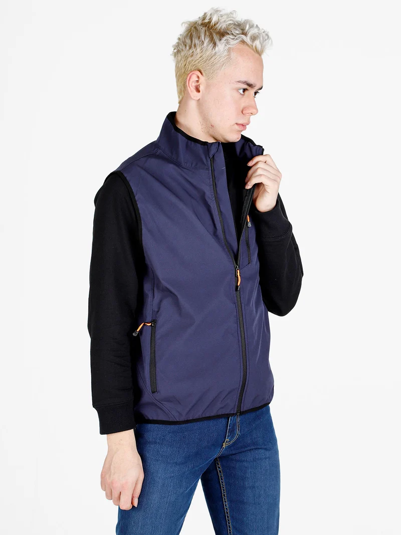 Gilet da uomo impermeabile con zip - blu scuro