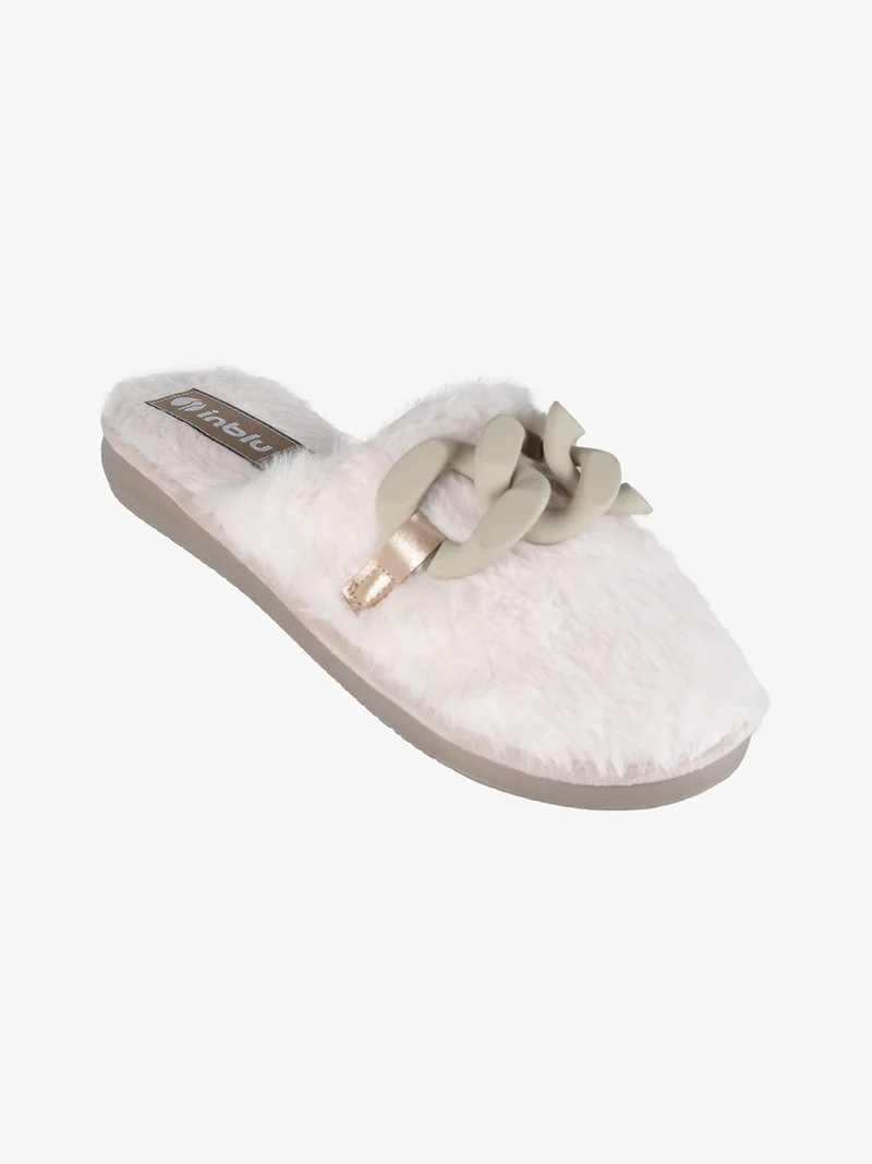 Pantofole donna pelose con catena - ghiaccio