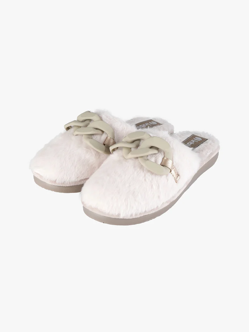 Pantofole donna pelose con catena - ghiaccio