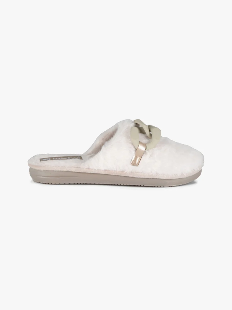 Pantofole donna pelose con catena - ghiaccio