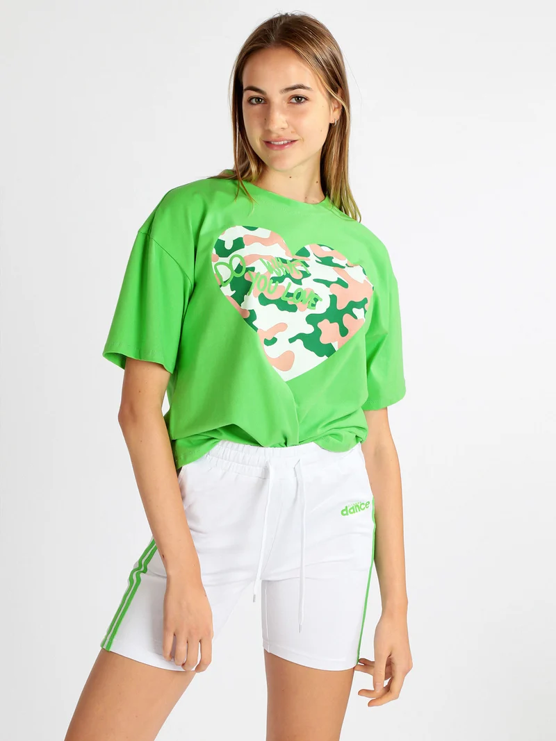 Maxi t-shirt donna con stampa - verde chiaro