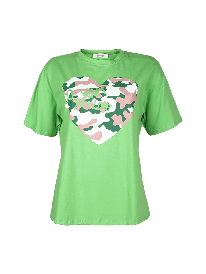Maxi t-shirt donna con stampa - verde chiaro