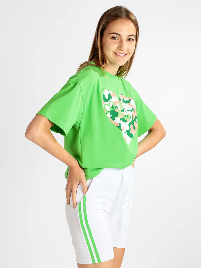 Maxi t-shirt donna con stampa - verde chiaro