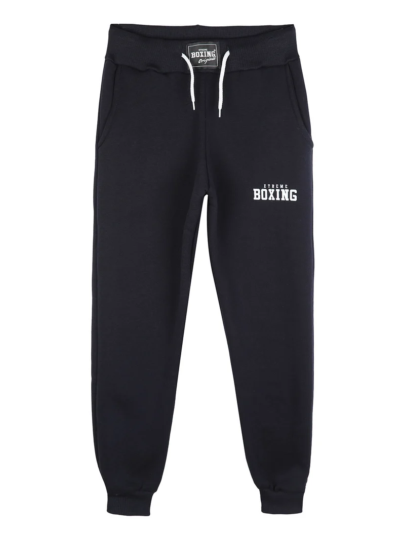 Pantaloni sportivi da ragazzo con coulisse e polsini - blu scuro