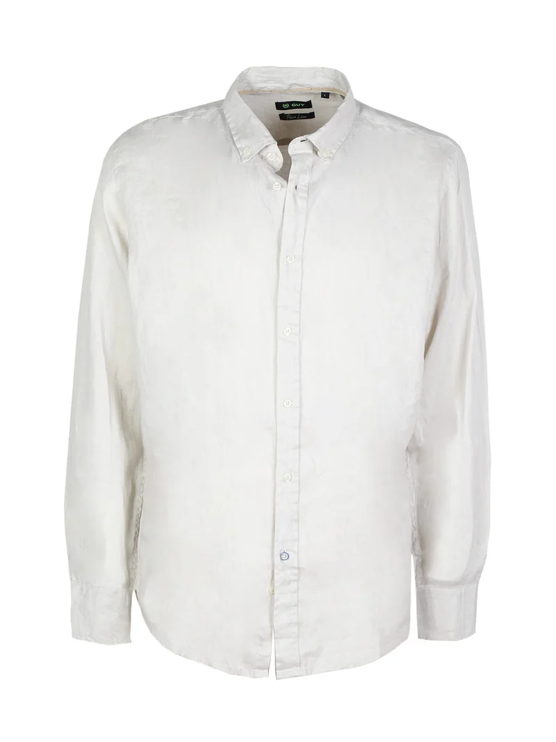 Camicia uomo in lino a manica lunga - perla