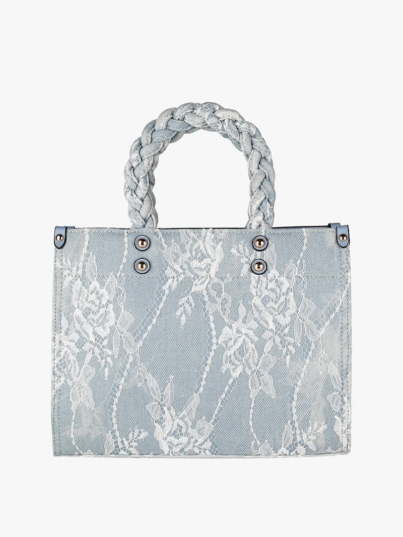 Borsetta da donna in jeans con pizzo - azzurro