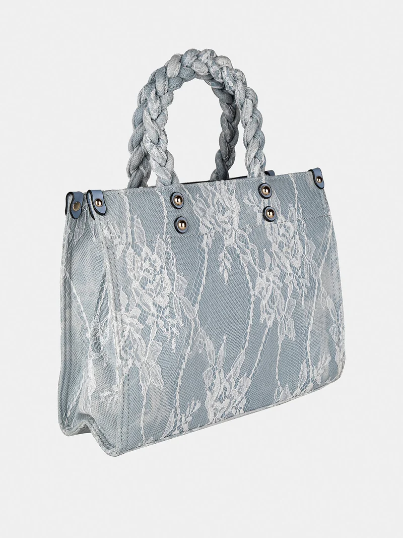 Borsetta da donna in jeans con pizzo - azzurro