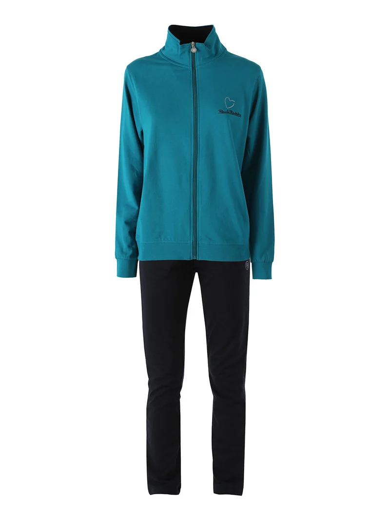 Completo tuta 2 pezzi full zip in cotone - ottanio
