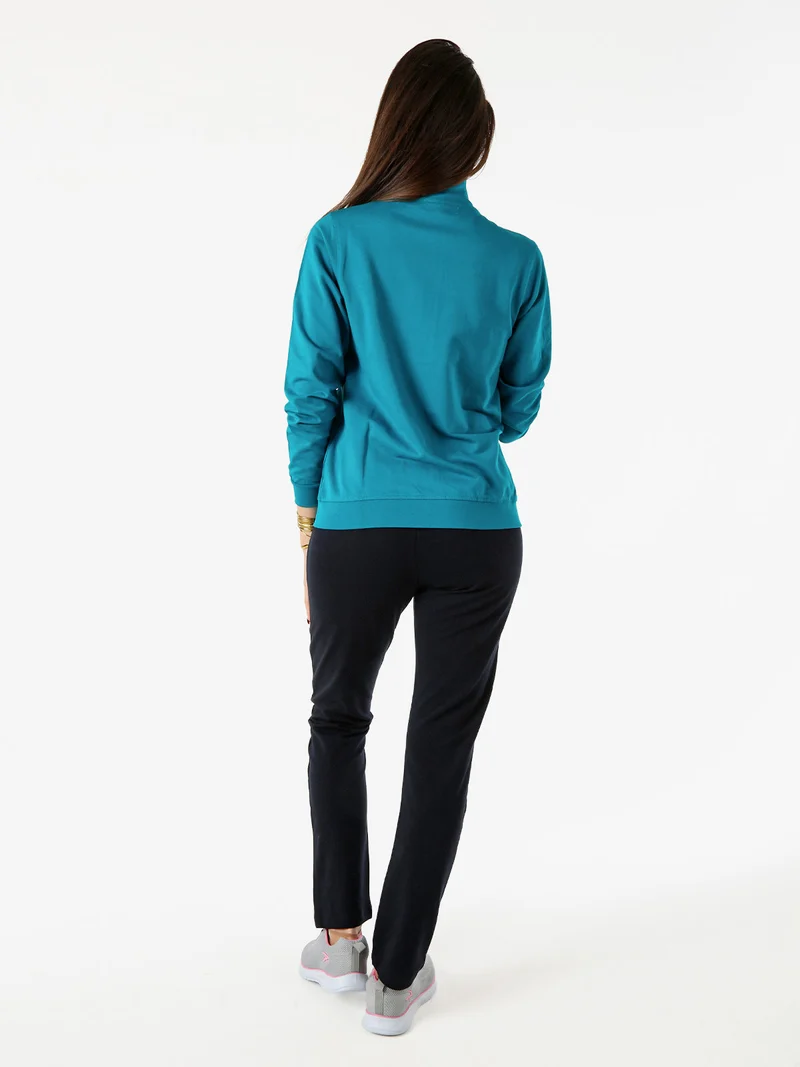 Completo tuta 2 pezzi full zip in cotone - ottanio