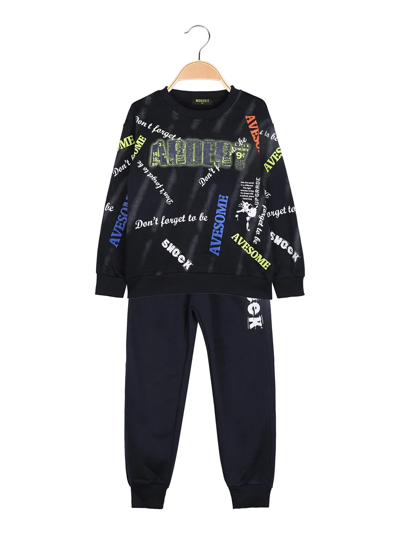 Completo tuta 2 pezzi da bambino con interno felpato - blu scuro