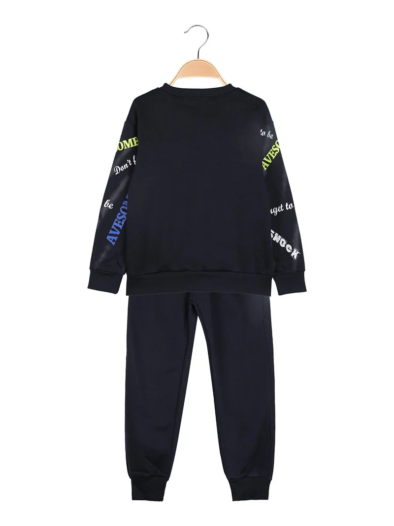 Completo tuta 2 pezzi da bambino con interno felpato - blu scuro