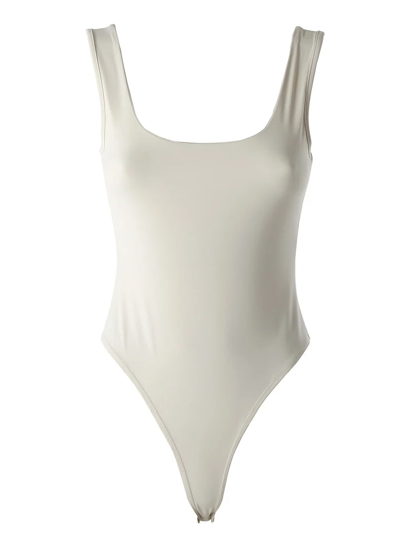 Top body donna senza maniche sgambato - panna