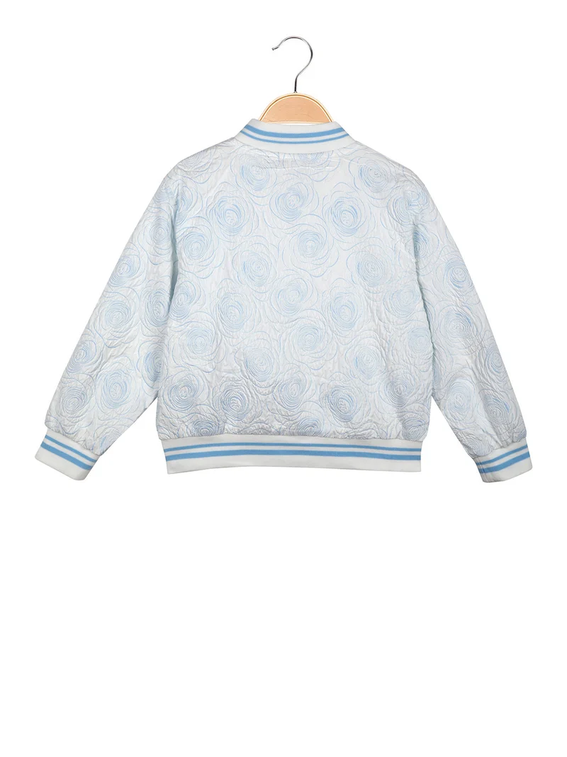 Giacca da bambina modello bomber con ricami - azzurro