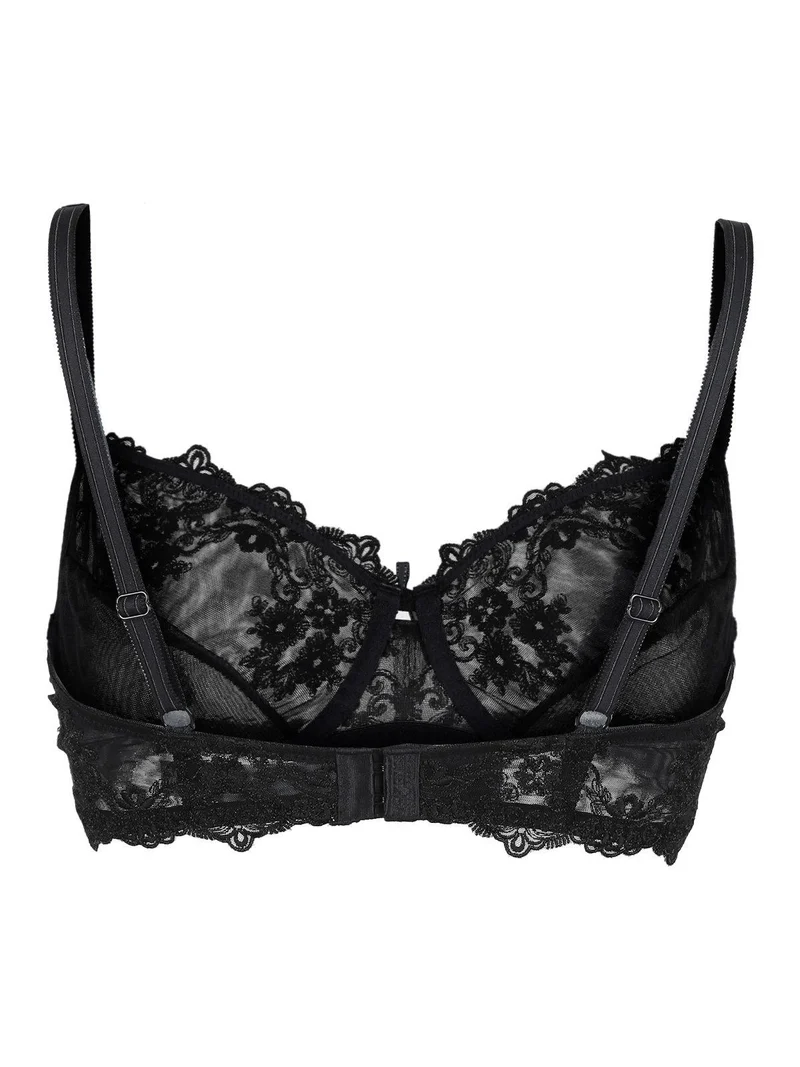 Reggiseno in tulle ricamato GLAM 1940 coppa C - nero