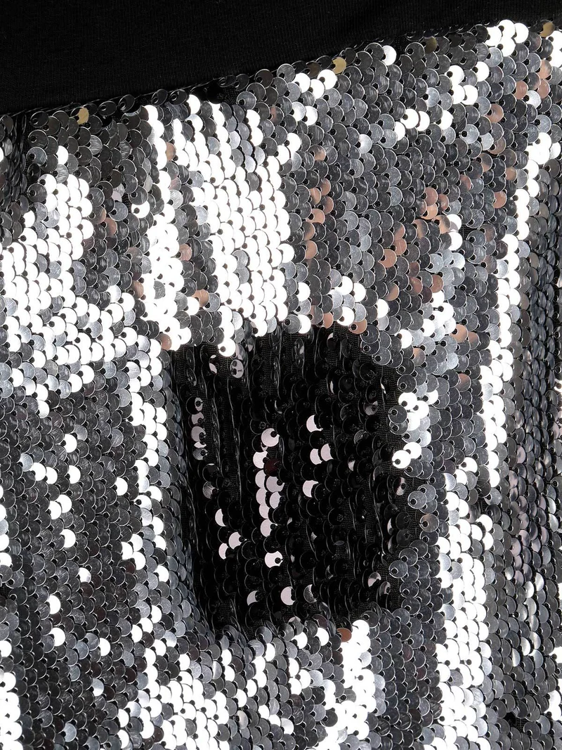 Pantaloni palazzo con paillettes - argento