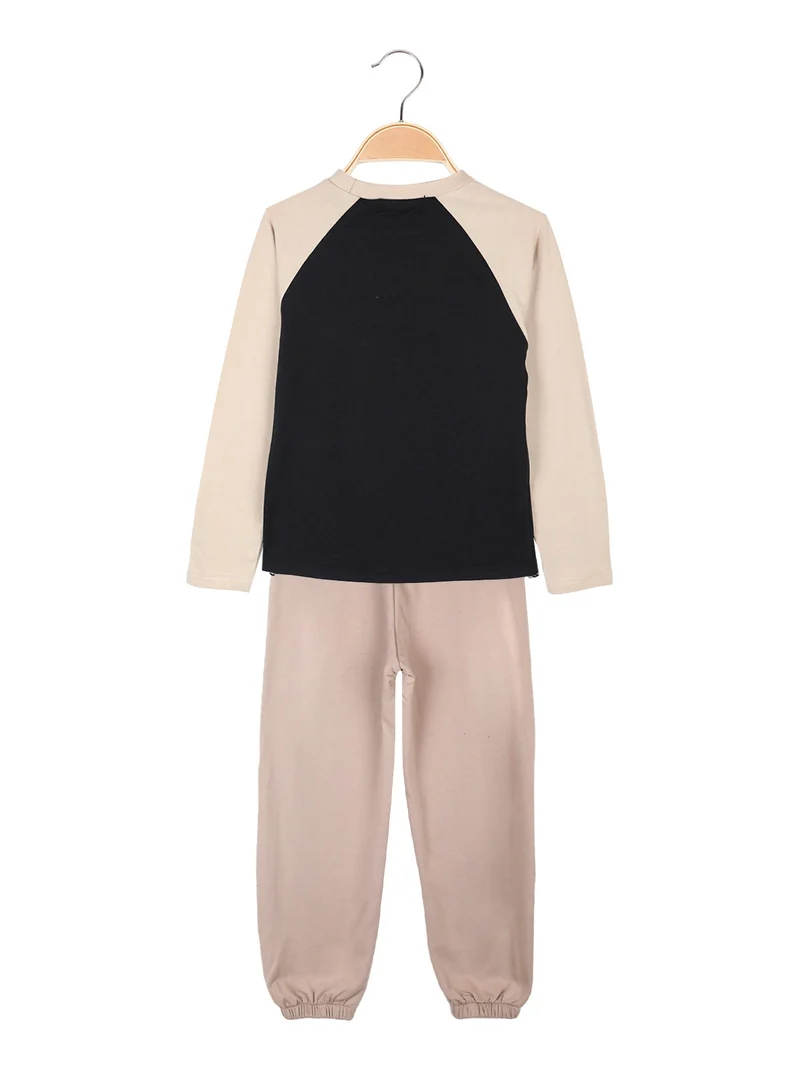 Completo 2 pezzi da bambina maglietta + pantaloni - khaki