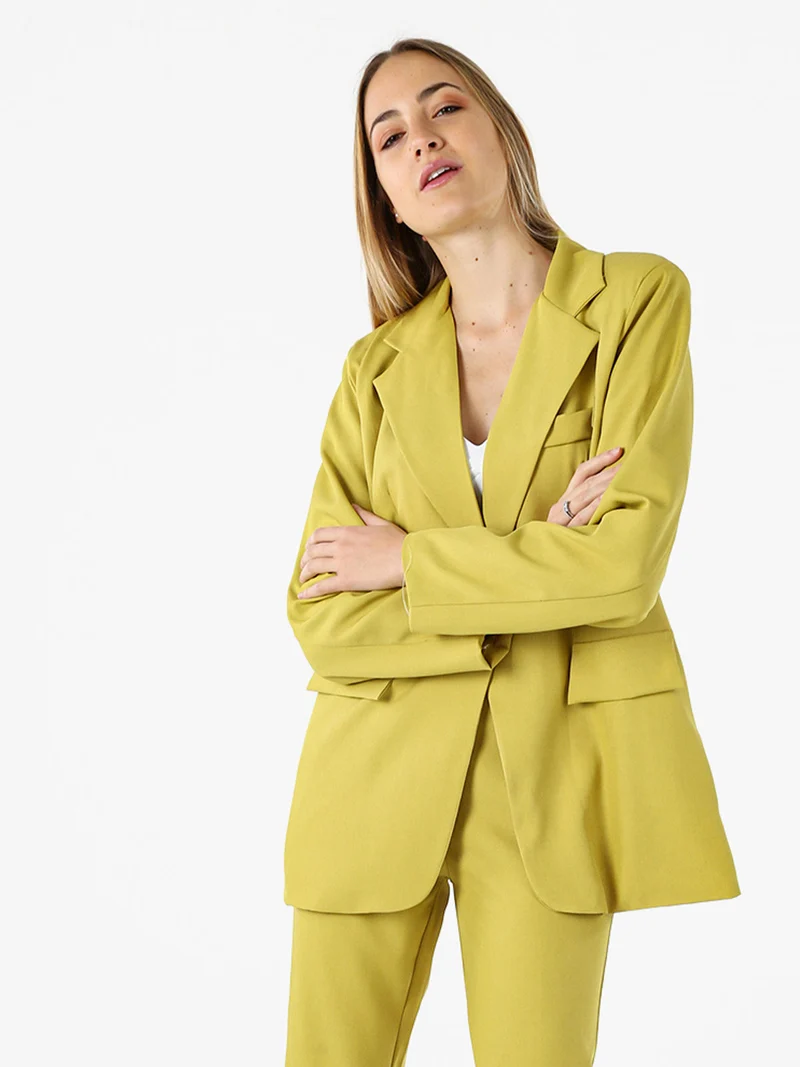 Blazer donna oversize con bottone - senape