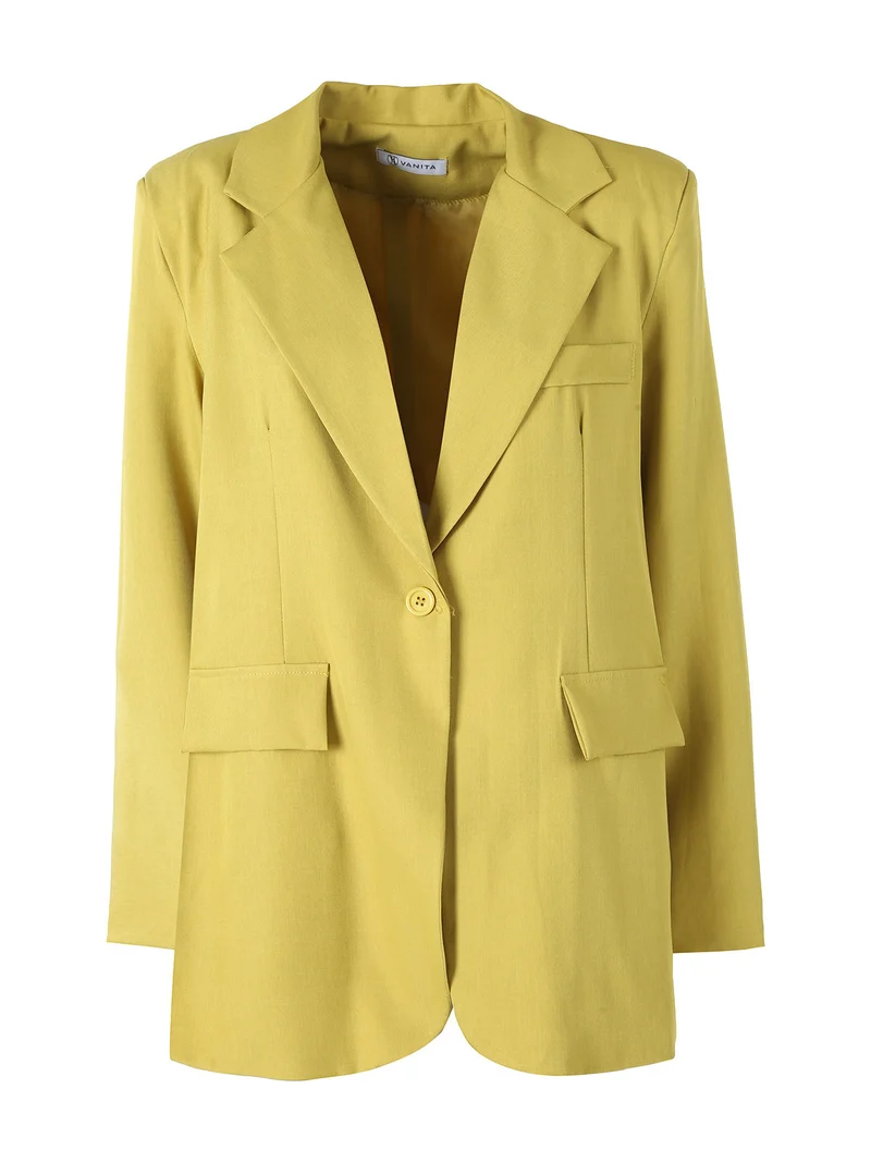Blazer donna oversize con bottone - senape