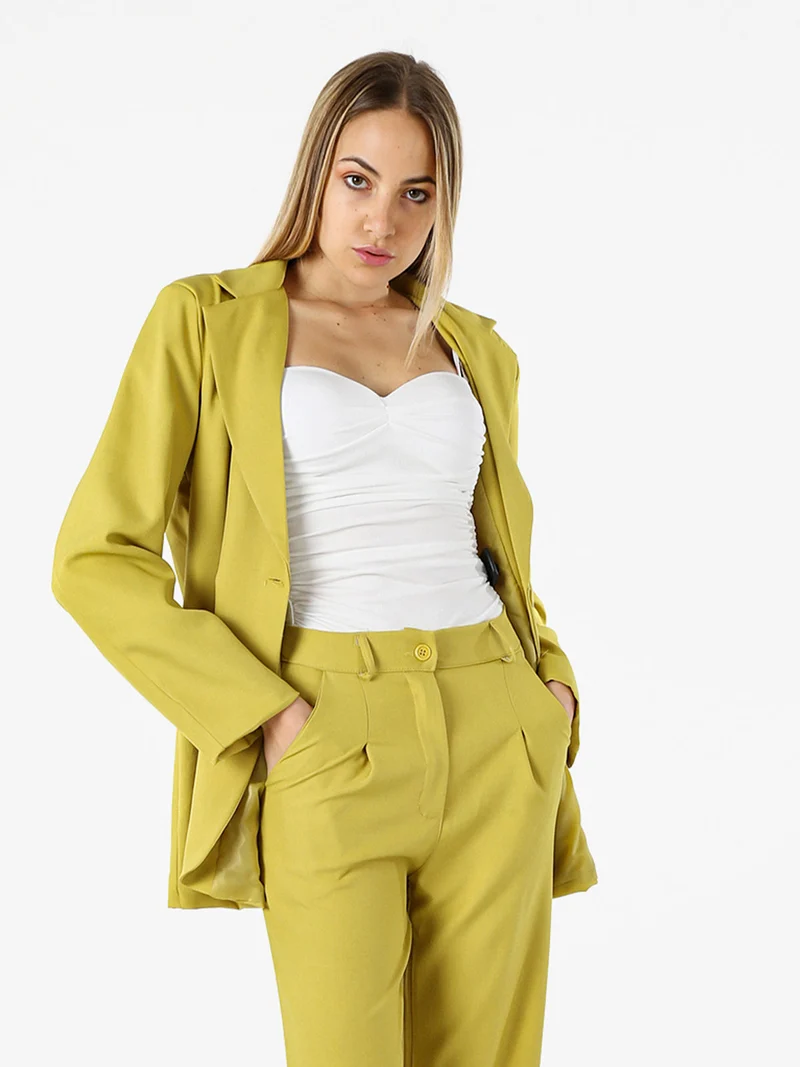 Blazer donna oversize con bottone - senape