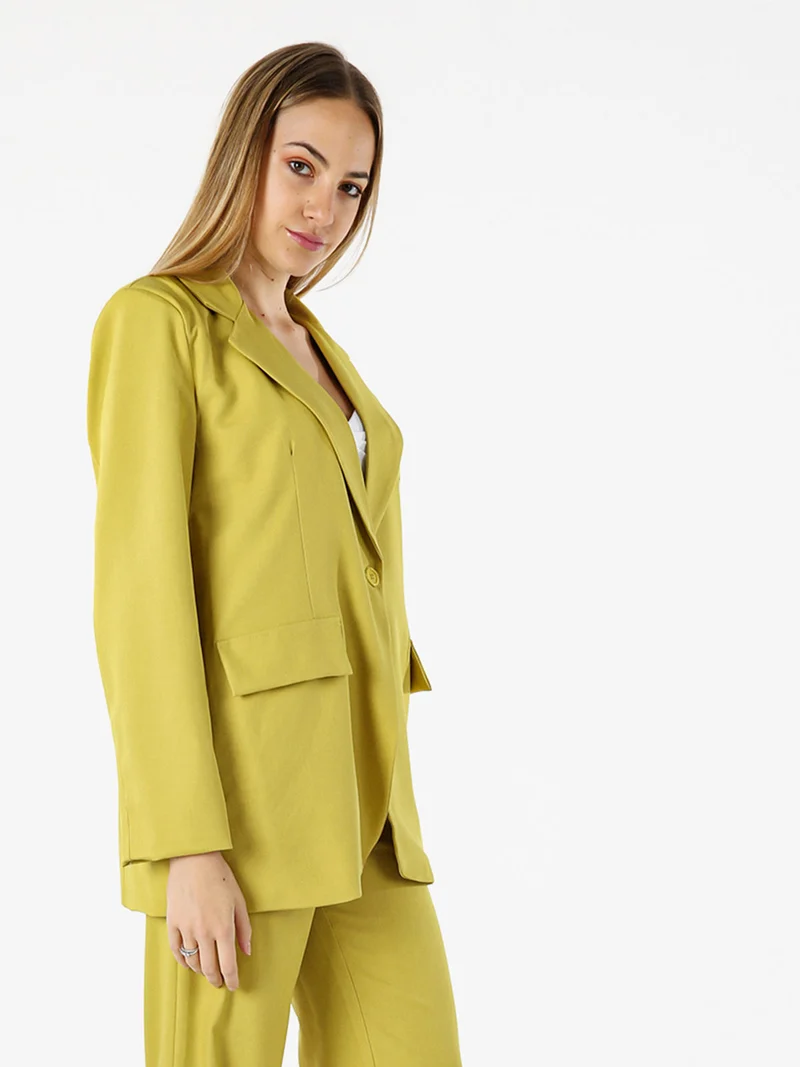 Blazer donna oversize con bottone - senape