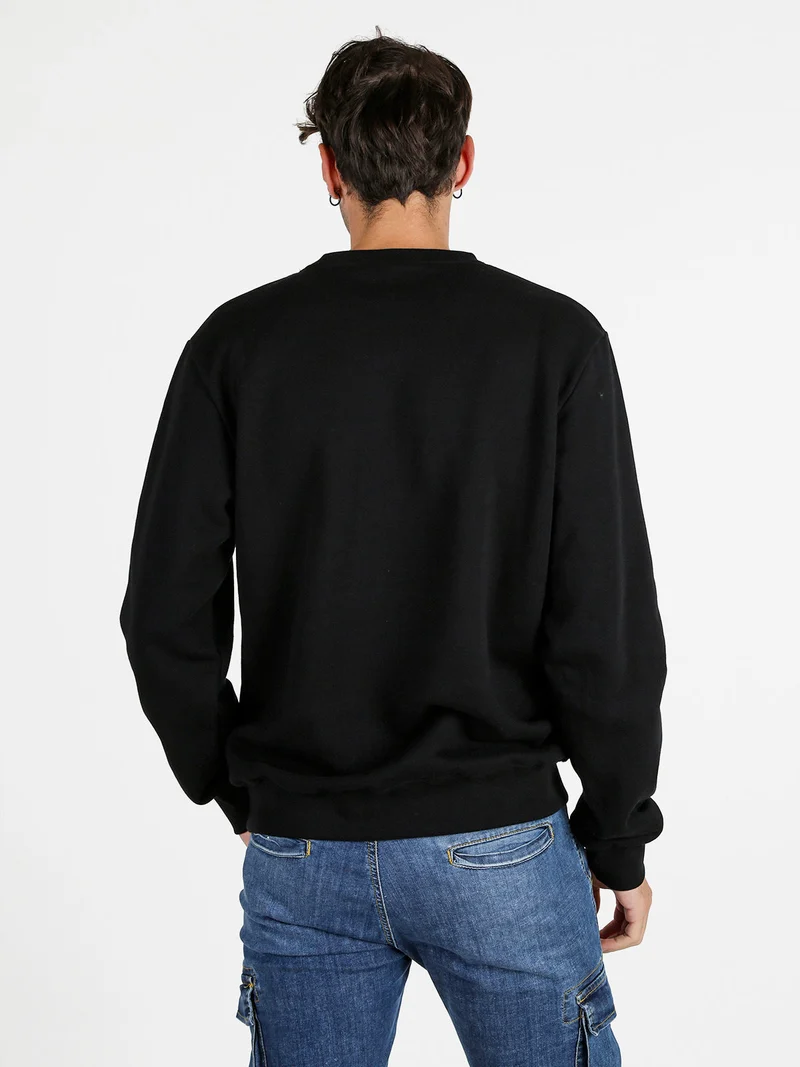 Felpa girocollo da uomo in cotone - nero