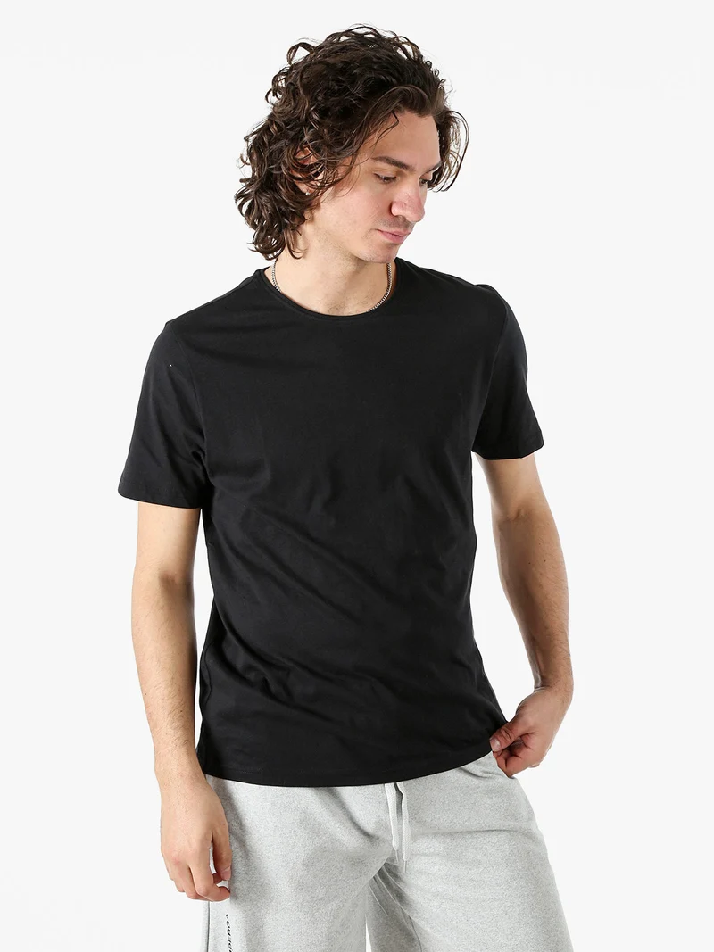 T-shirt girocollo da uomo in cotone - nero