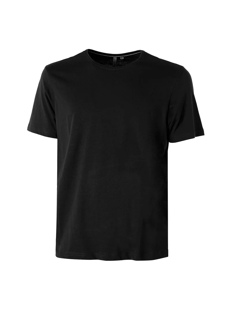 T-shirt girocollo da uomo in cotone - nero