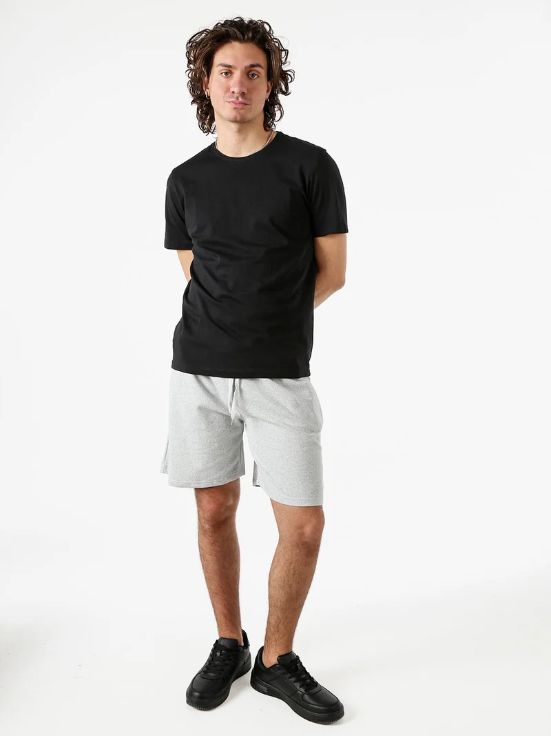 T-shirt girocollo da uomo in cotone - nero