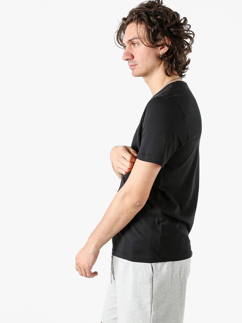 T-shirt girocollo da uomo in cotone - nero