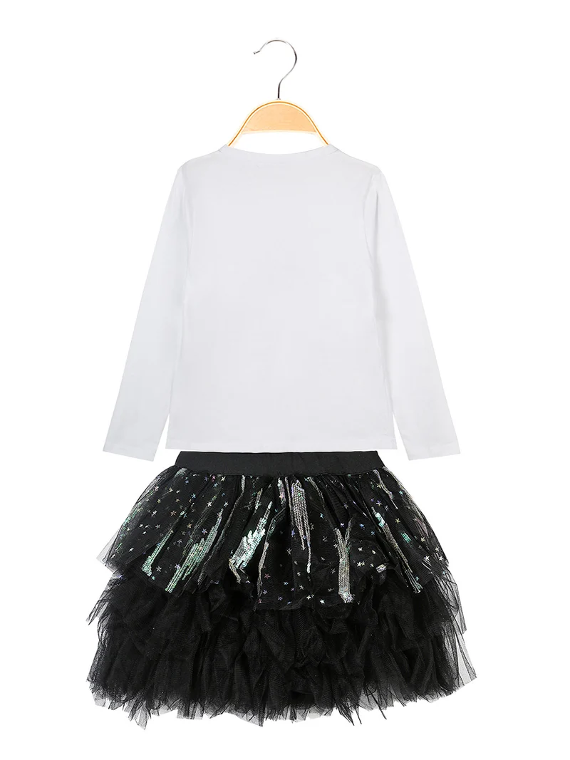 Completo bambina gonna + t-shirt - nero