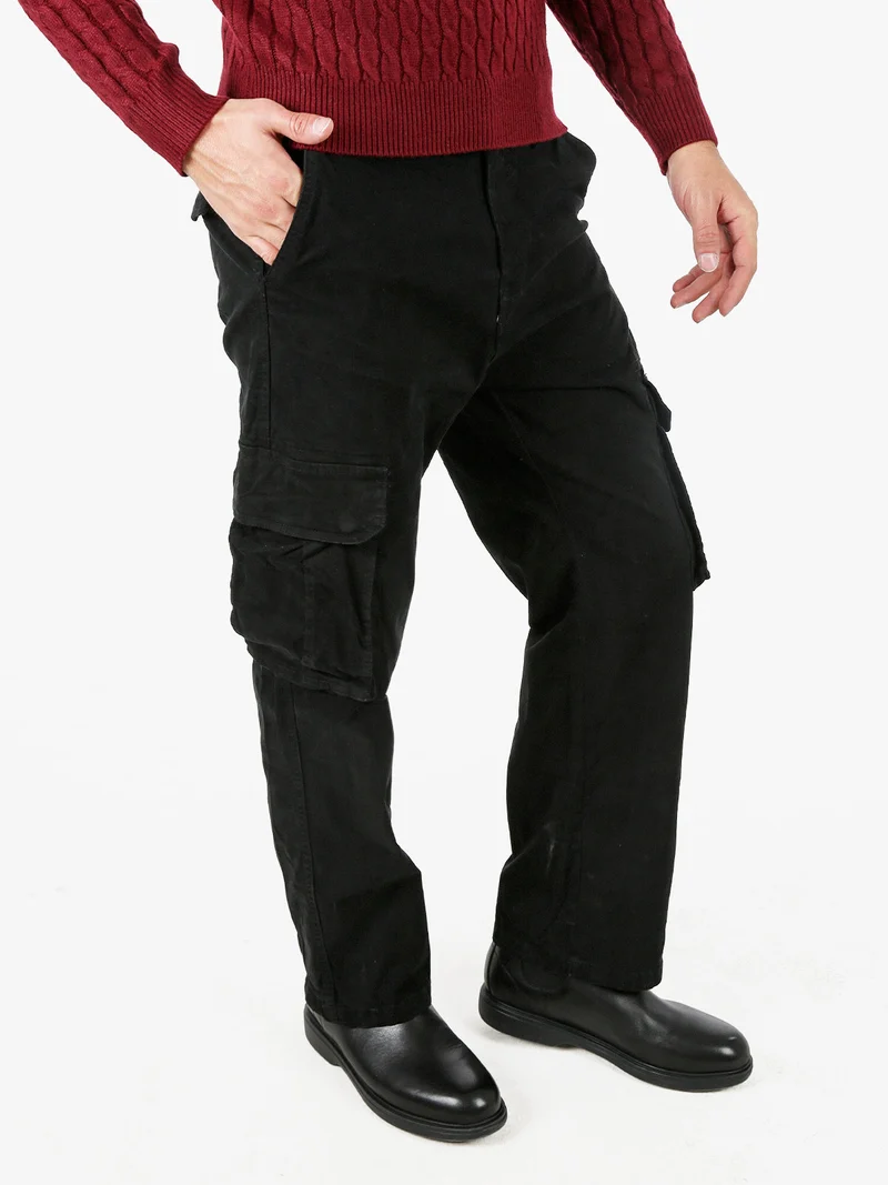 Pantaloni cargo da uomo a gamba dritta - nero