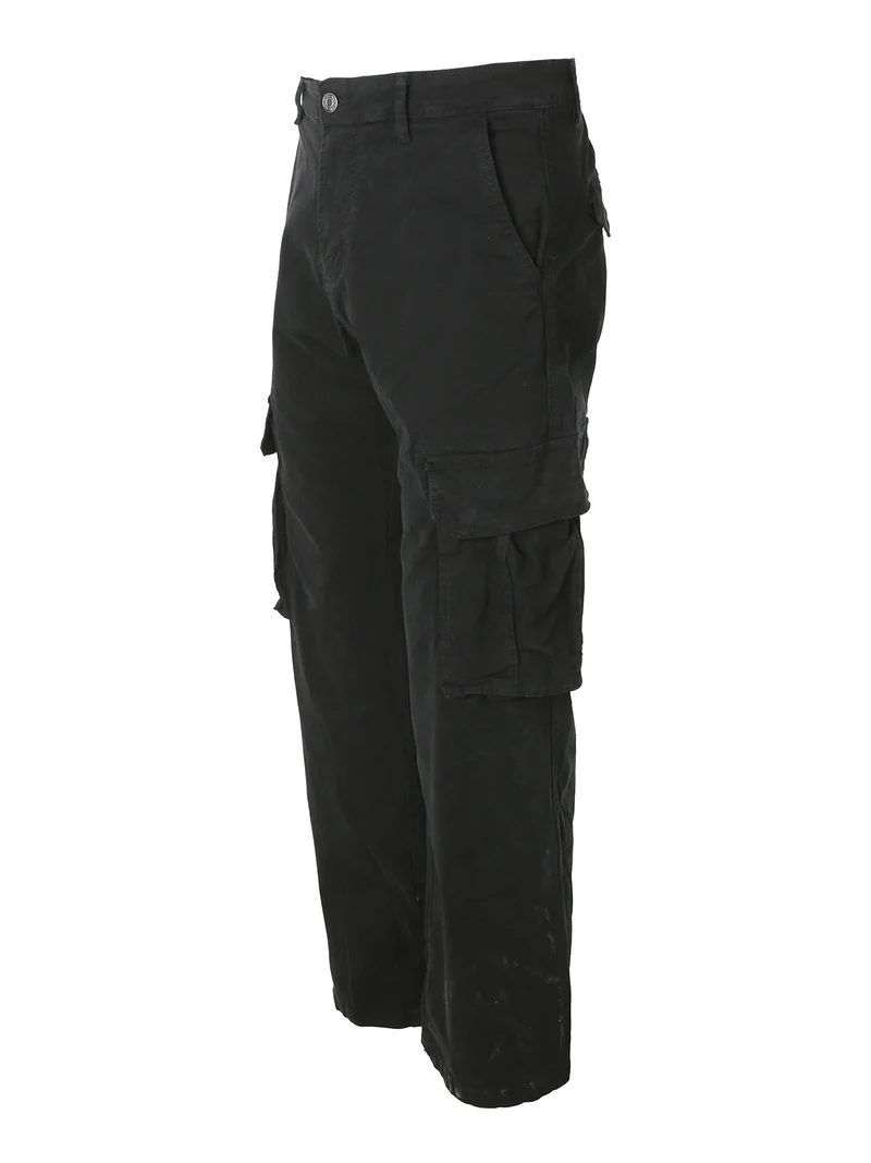 Pantaloni cargo da uomo a gamba dritta - nero