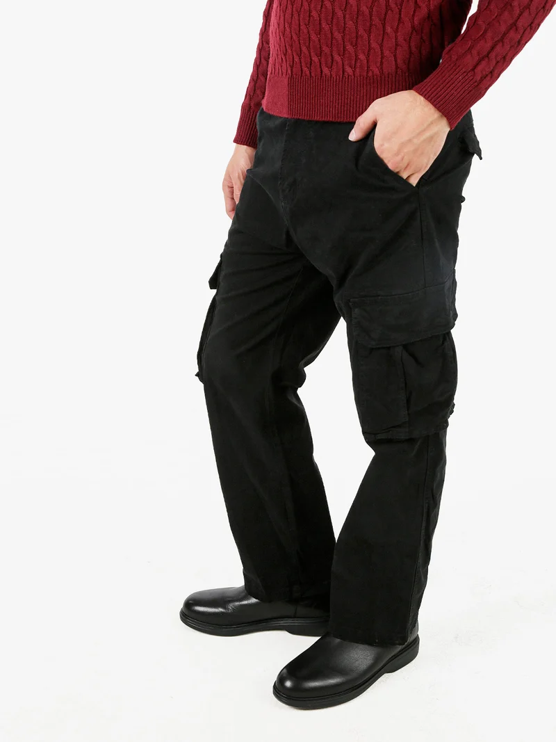 Pantaloni cargo da uomo a gamba dritta - nero