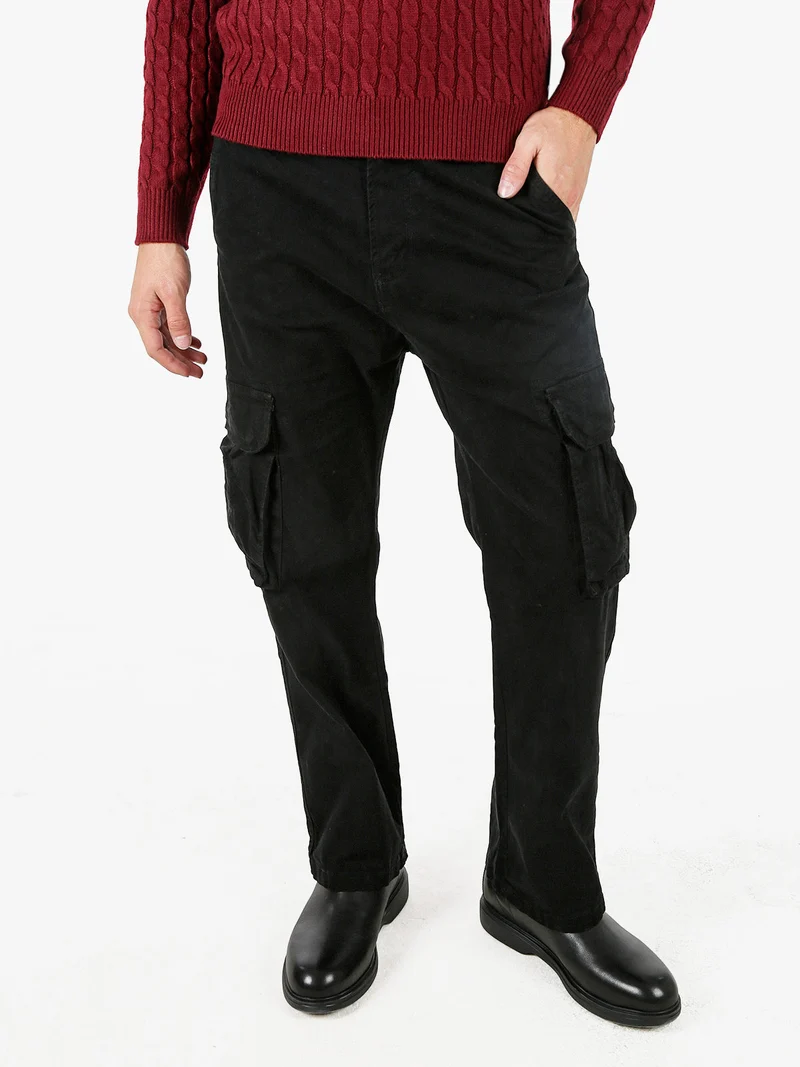 Pantaloni cargo da uomo a gamba dritta - nero