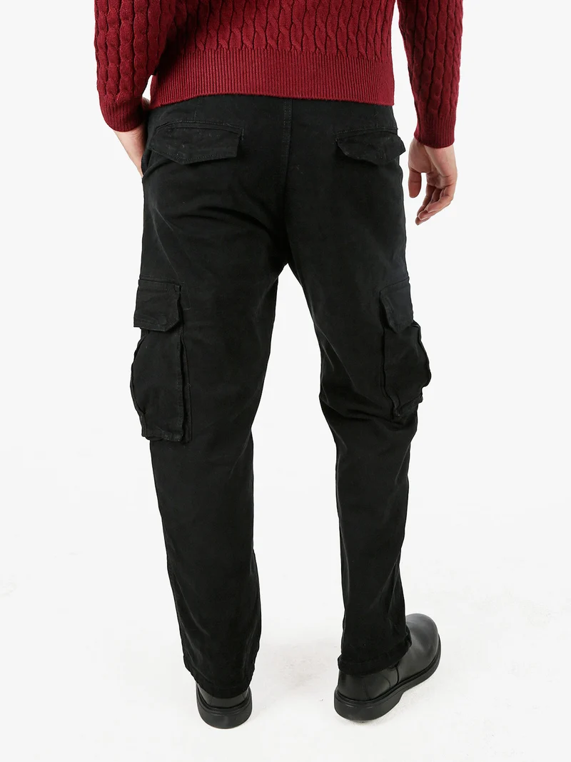Pantaloni cargo da uomo a gamba dritta - nero
