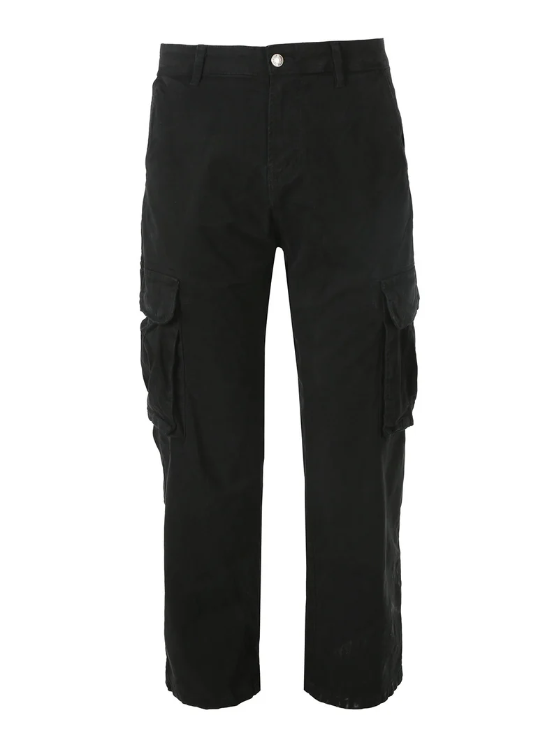Pantaloni cargo da uomo a gamba dritta - nero
