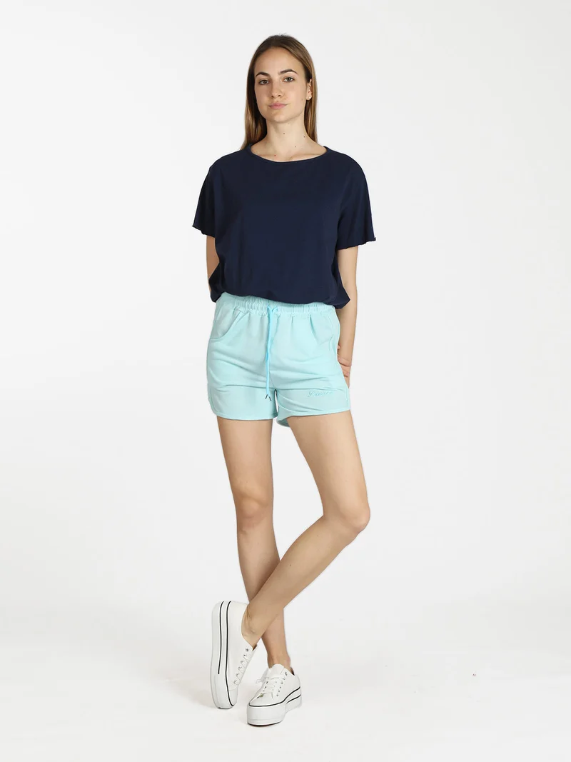 Shorts sportivi donna con coulisse - azzurro