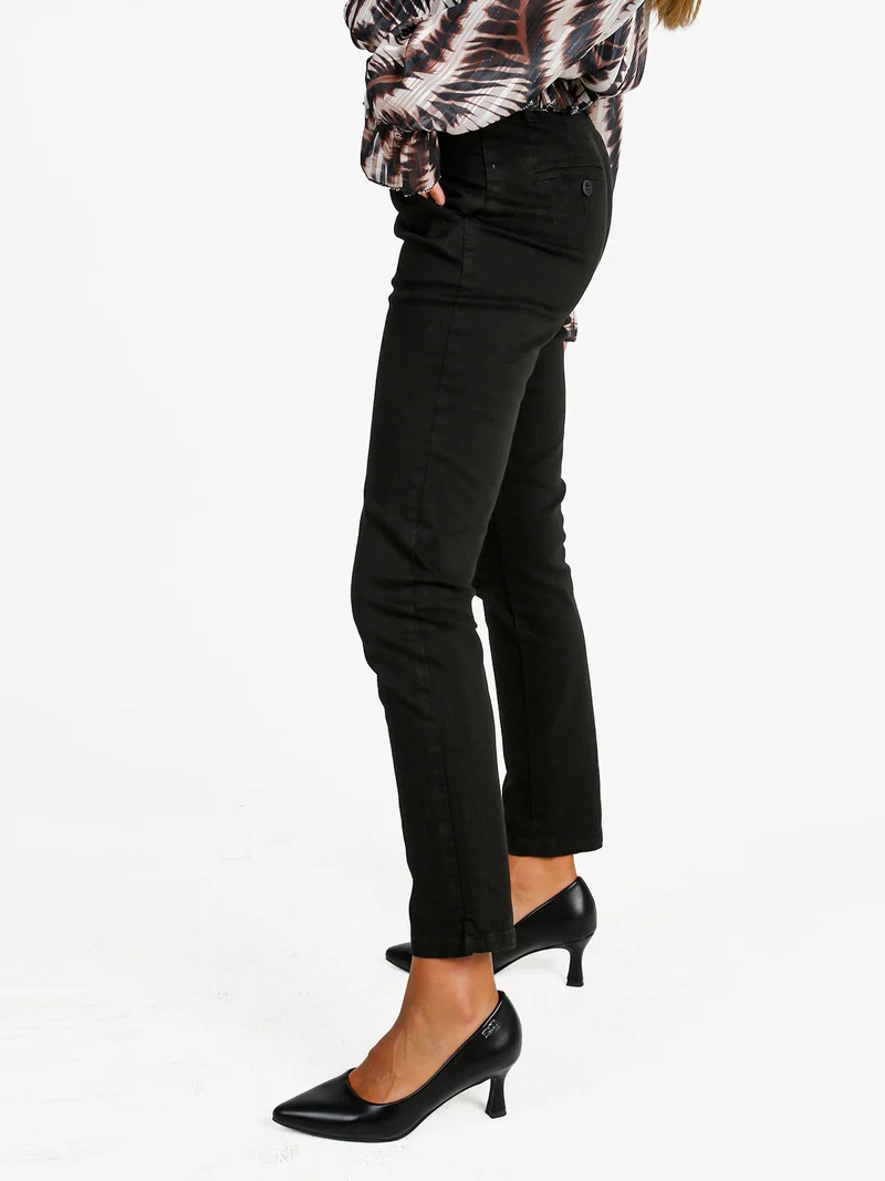 Pantaloni donna slim fit a vita bassa - moro