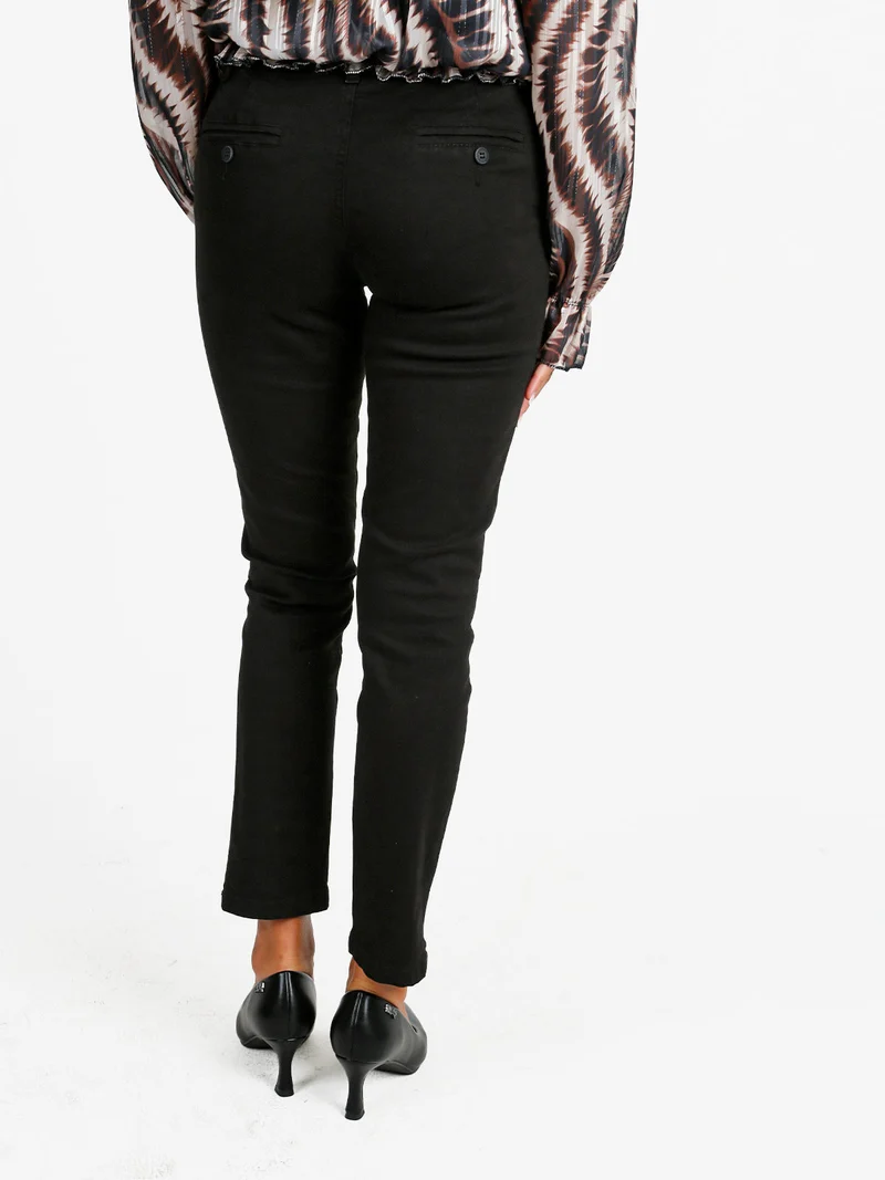 Pantaloni donna slim fit a vita bassa - moro
