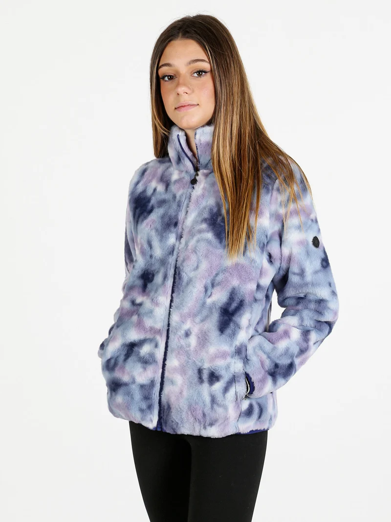 Felpa donna in ecopelo a collo alto con zip - blu