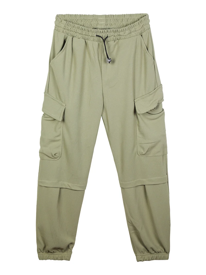Pantaloni da bambino con tasconi e polsini - verde chiaro