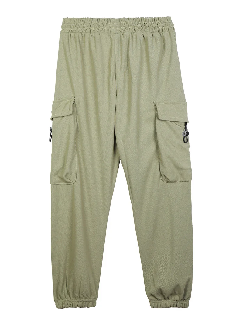 Pantaloni da bambino con tasconi e polsini - verde chiaro