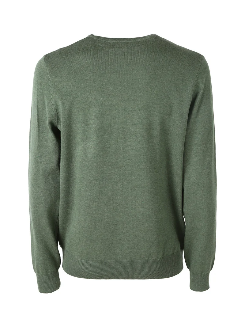 Maglione girocollo da uomo in misto lana - verde